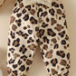 Newborn Infant Baby Girl Clothes Fall Winter Outfits Long Sleeve Clothing Onesie Pant Set Gifts 12-18 Months Ecru Leopard
