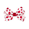Wee Ones Girls' Heart Print Grosgrain Hair Bow On Weestay No-Slip Clip, Heart Print, Mini, White