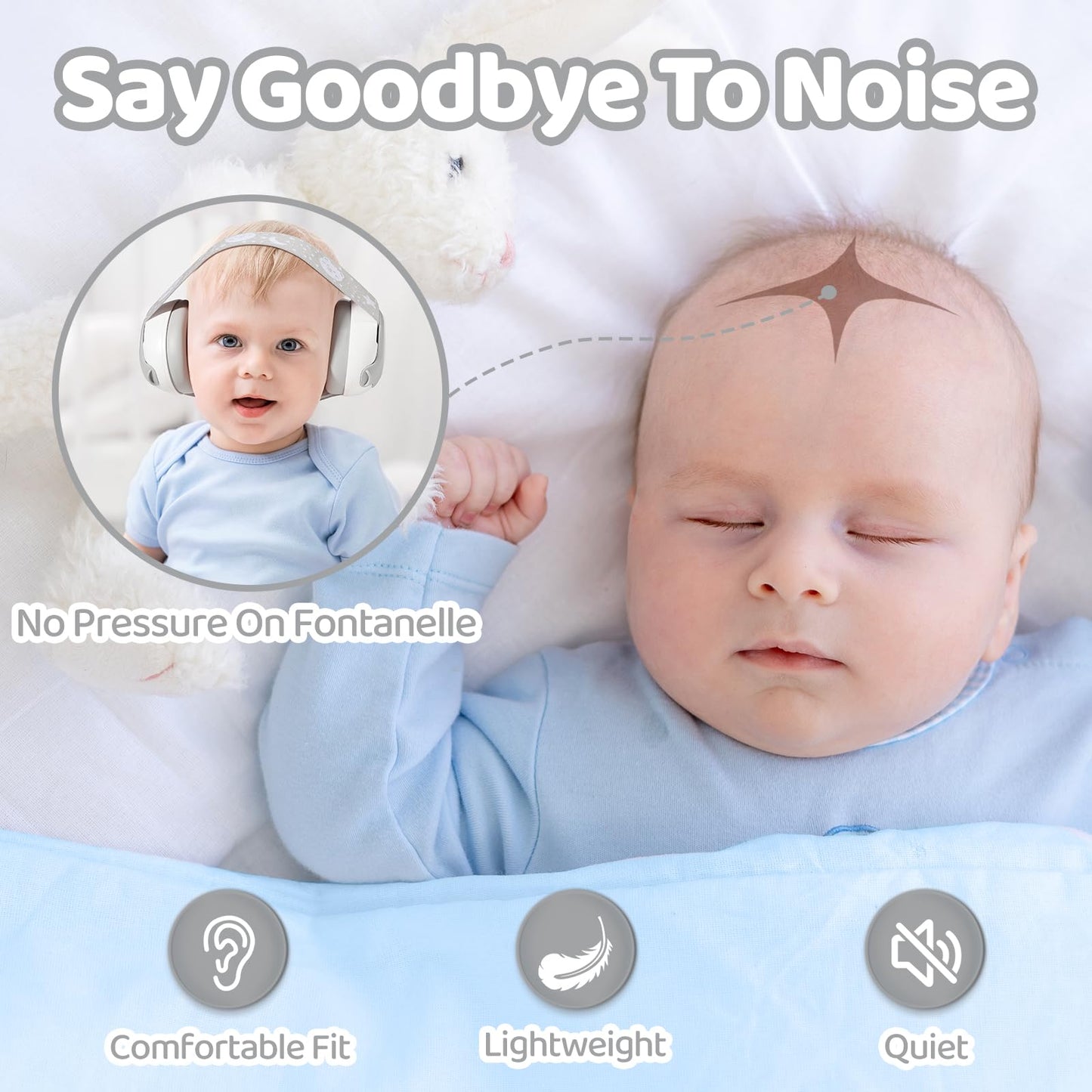 Yomauiyee Baby Headphones-Infant Ear Protection For Babies 0-36 Months,Baby Earmuffs With Little Bear Design Noise Cancelling He