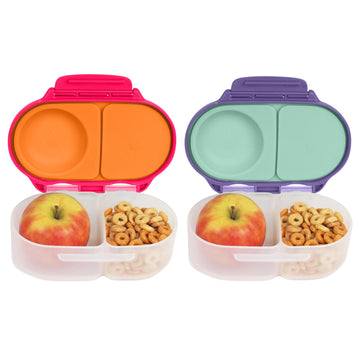 B.Box Snack Box (2-Pack) For Kids & Toddlers: 2 Compartment Snack Containers, Mini Bento Box, Lunch Box. Leak Proof, Bpa Free, D