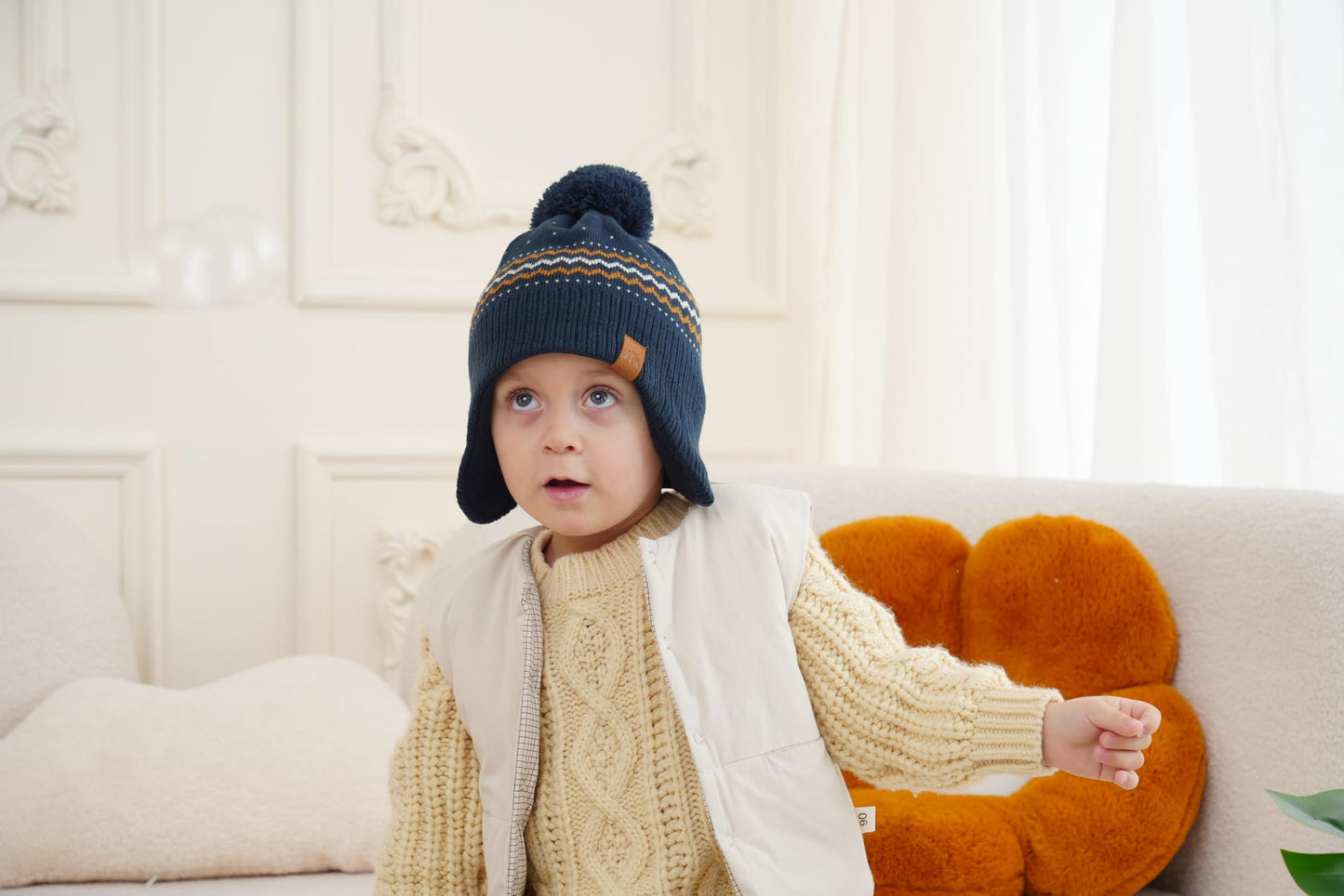 Moon Kitty Toddler Hat Infant Beanies For Baby Boys Girls Winter With Warm Ear Flap