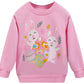 Akyzic Girls Easter Bunny Sweatshirts Long Sleeve Crewneck Eggs Tops Outfits Toddler Spring Pink Shirt Kids Easter Rabbit Sweate
