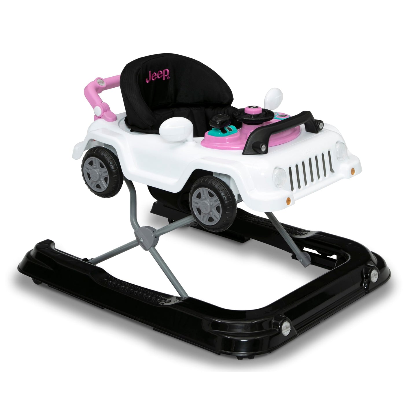 Jeep Classic Wrangler 3-in-1 Grow with Me Activity Walker - Features Music, Lights, Removable Play Tray, Push Walker Mode, Conve