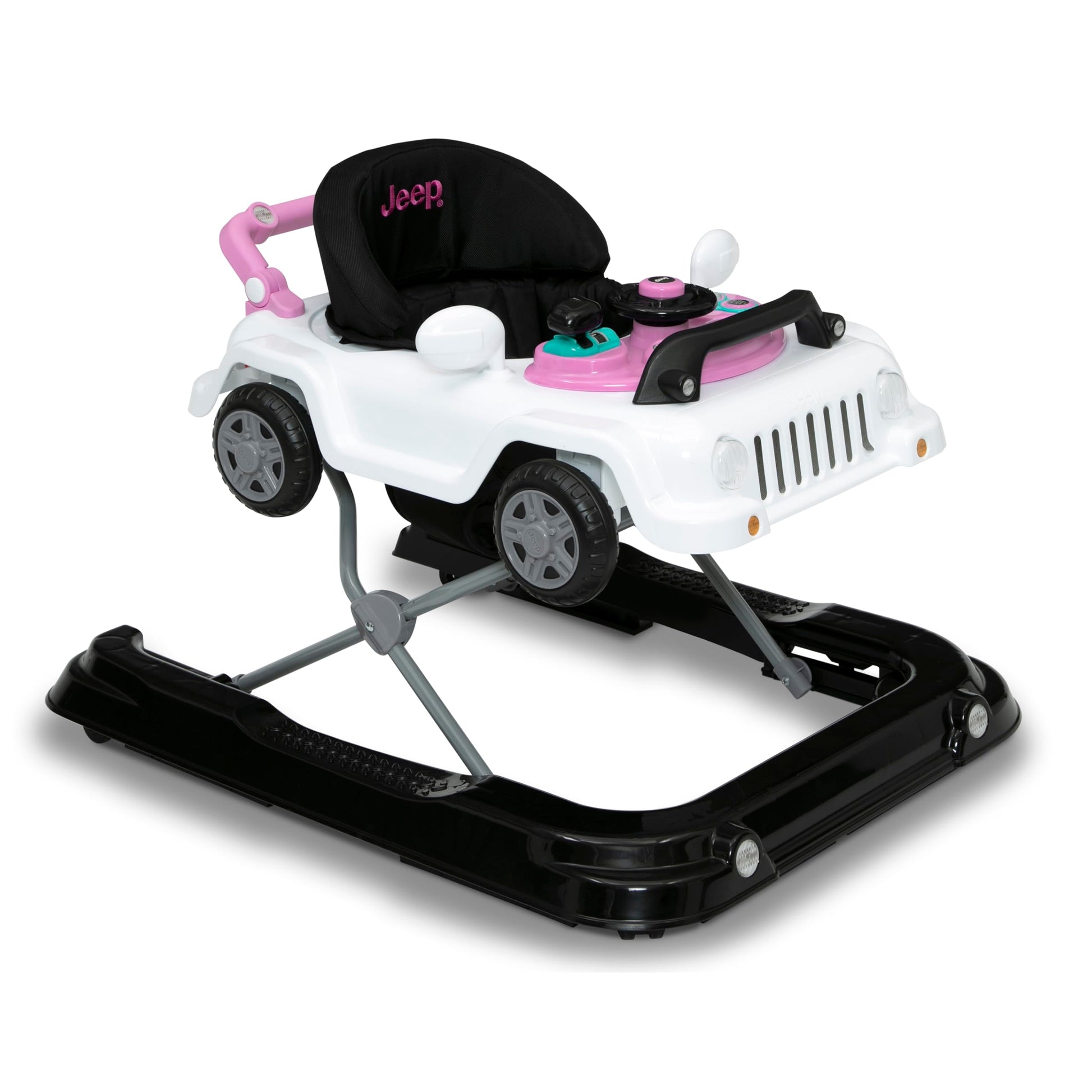 Jeep Classic Wrangler 3-in-1 Grow with Me Activity Walker - Features Music, Lights, Removable Play Tray, Push Walker Mode, Conve