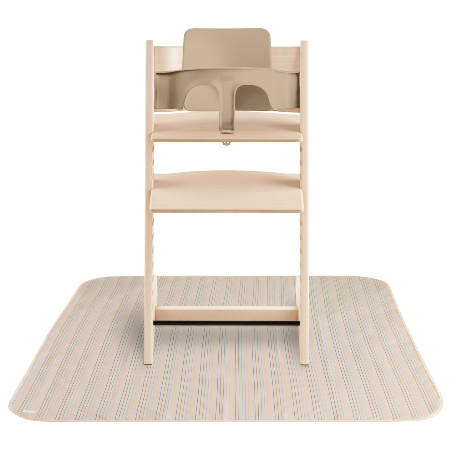 Mushie Baby Splat Mat 42.5X42.5 Inch (Retro Stripes) | Water Resistant For Under High Chair And Infant Play