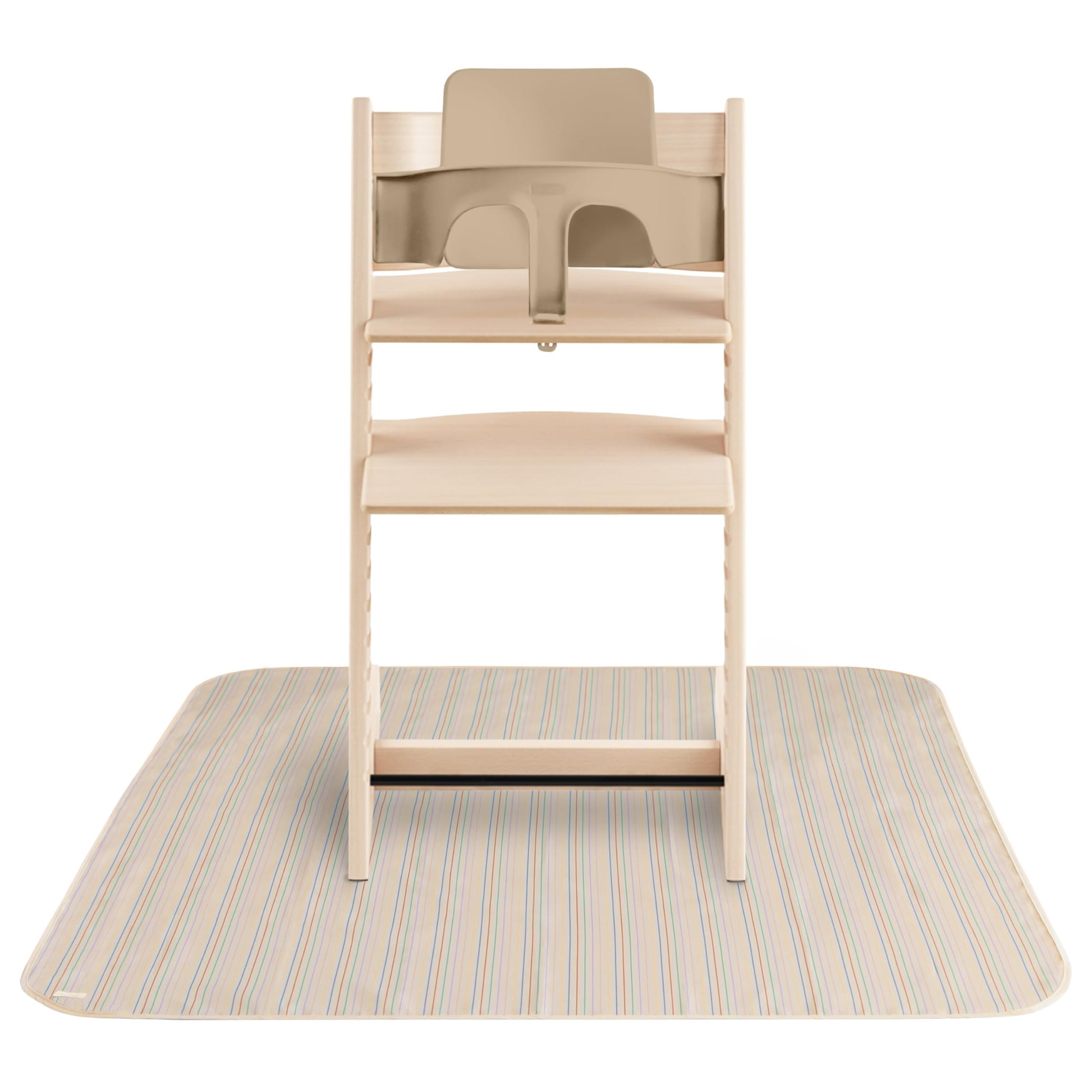 Mushie Baby Splat Mat 42.5X42.5 Inch (Retro Stripes) | Water Resistant For Under High Chair And Infant Play