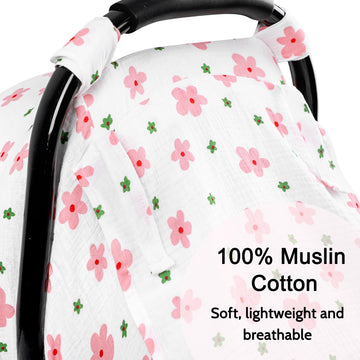 Hooyax Muslin Car Seat Cover Baby - Breathable And Privacy Car Seat Canopy With 3 Modes - Easy Install & Gift Box Packaging, Uni