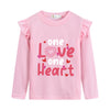 Toddler Girls Valentine Day Shirts Pink Ruffle Long Sleeve One Love One Heart Donut Tops For Kid Girl 2-3 Years