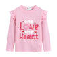 Little Girls Valentine Donut Heart Shirt Kids Casual Pullover Cotton Ruffle Long Sleeve Shirts Outwear 5-6 Years
