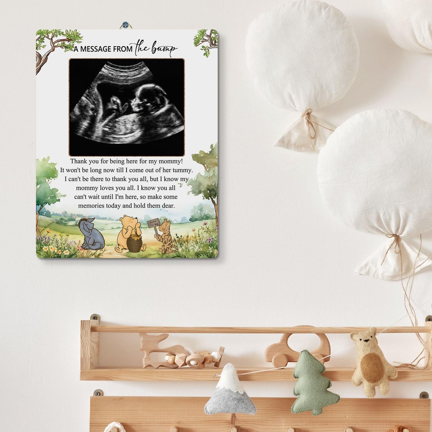 Hatzelou Classic Winnie A Message From The Bump Baby Sonogram Picture Frame, The Pooh Baby Shower Sign Picture Frame, Baby Showe