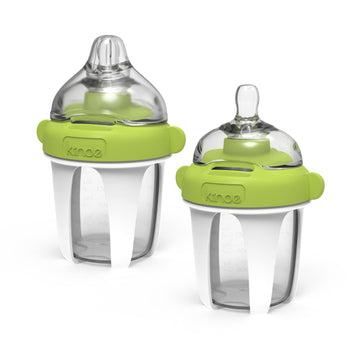 Kiinde Active Latch Silicone Baby Bottle, Anti Colic, Leak Proof, Easy To Clean, Includes 2 Medium Flow Active Latch Nipples Wit