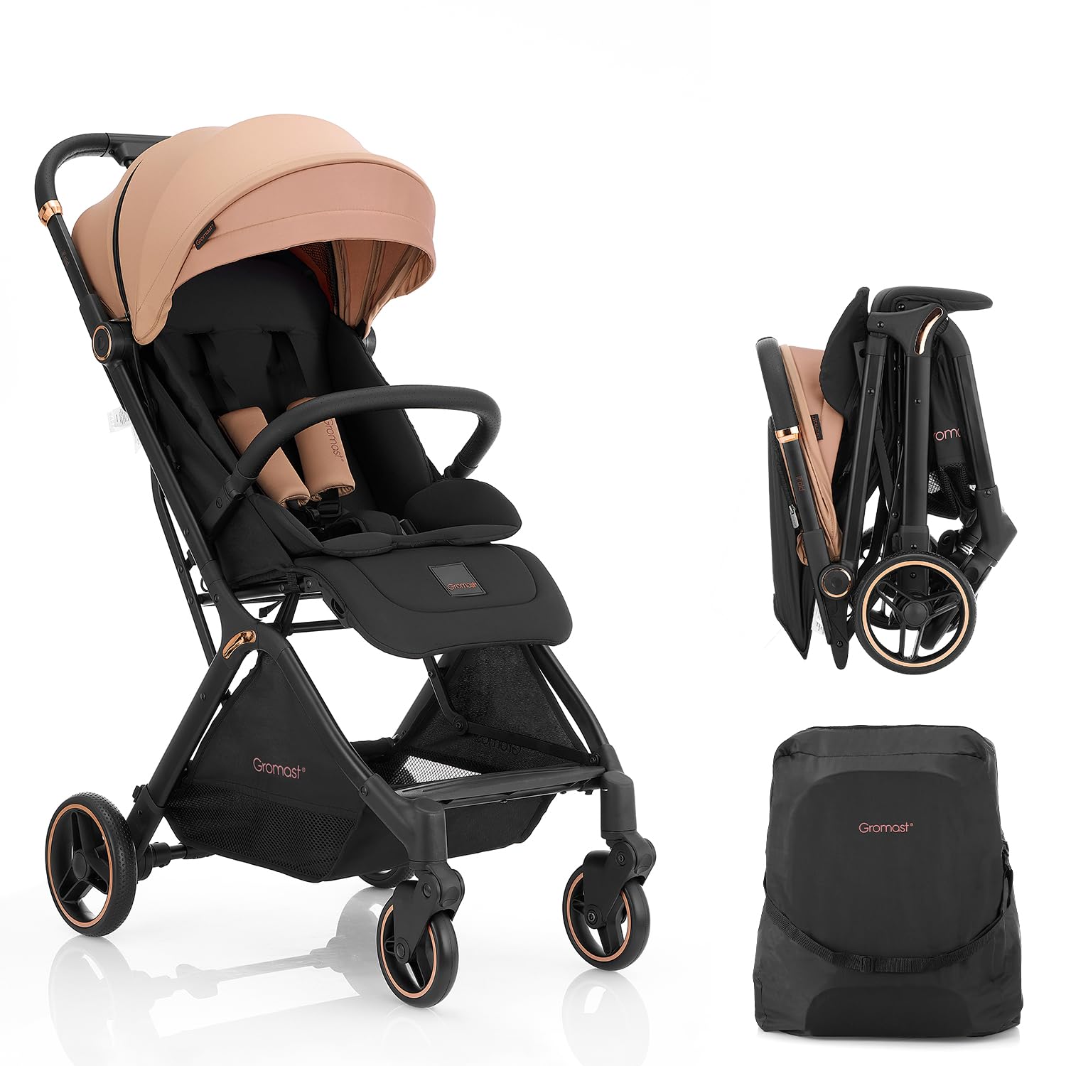 Gravity Folding Baby Stroller - Portable Toddler Stroller W/Adjustable Backrest & Canopy, Lightweight And Uv Protected Travel St