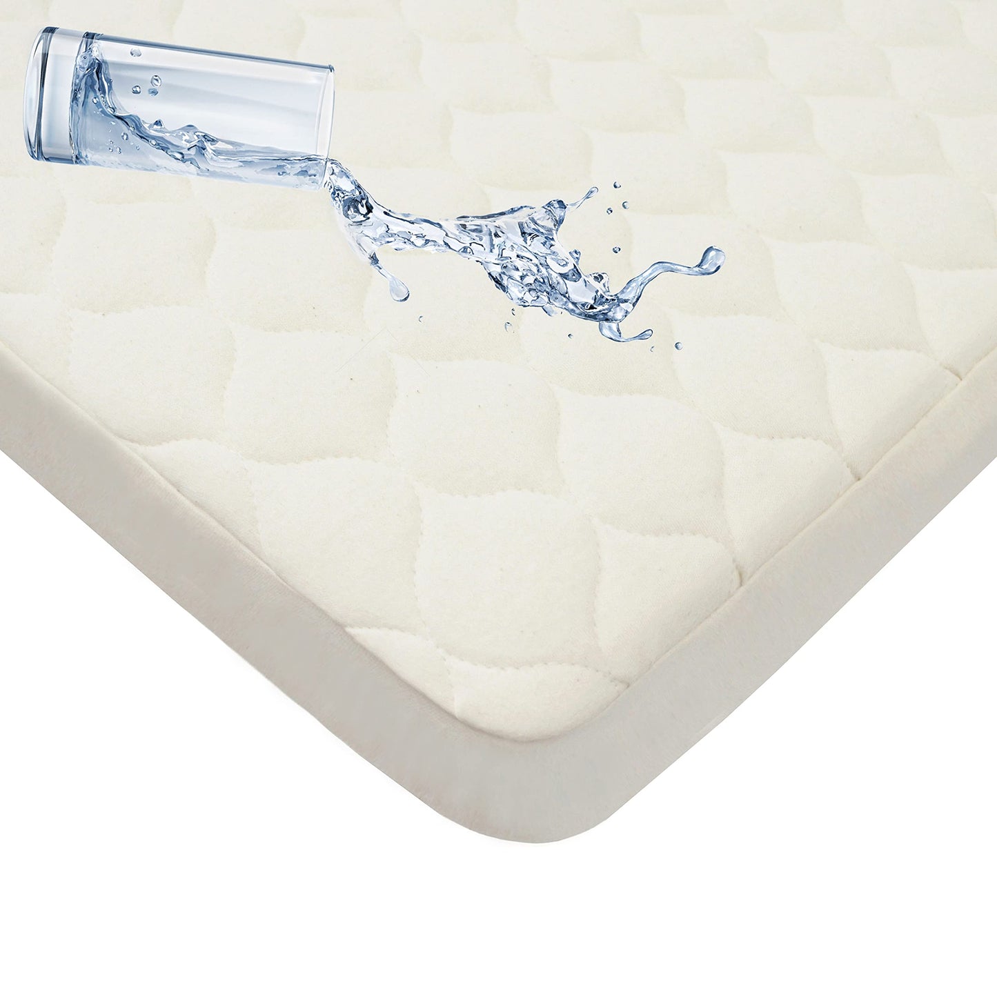 TL Care Waterproof Quilted Pack N Play Playard Size Fitted Mattress Cover Made with Organic Cotton Top Layer, Natural Color, 2 P