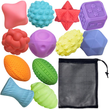 12P Sensory Balls for Toddlers 1-3,Balls for Baby Toys 6-12 Months,Bright Color Textured Multi Soft,Baby Massage Toy,Birthdays, 