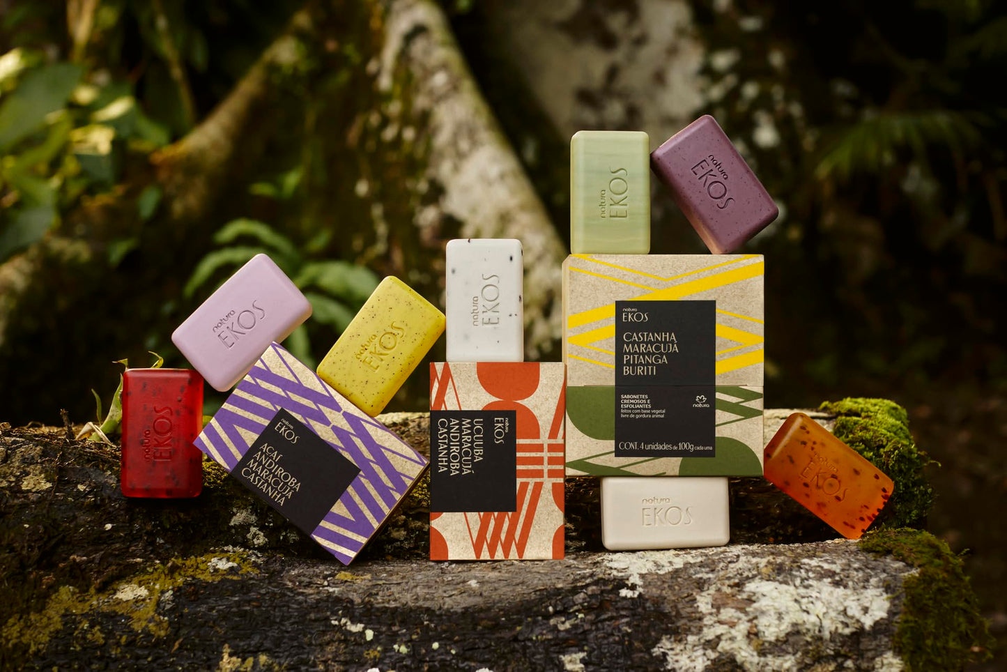 Natura - Ekos Ucuuba, Castanha, Andiroba, Maracuj   Bar Soap Set (4 Pack) - 1 Exfoliating Bar, 3 Other Bars - Vegetable Oils - V