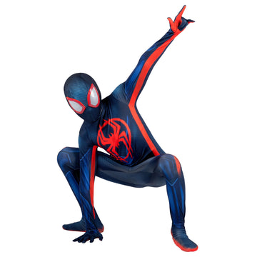 Marvel Miles Morales: Spider-Man Official Youth Deluxe Zentai Costume - Stretch Spandex With Hidden Zippers, Wrist Slits (Xl) Mu