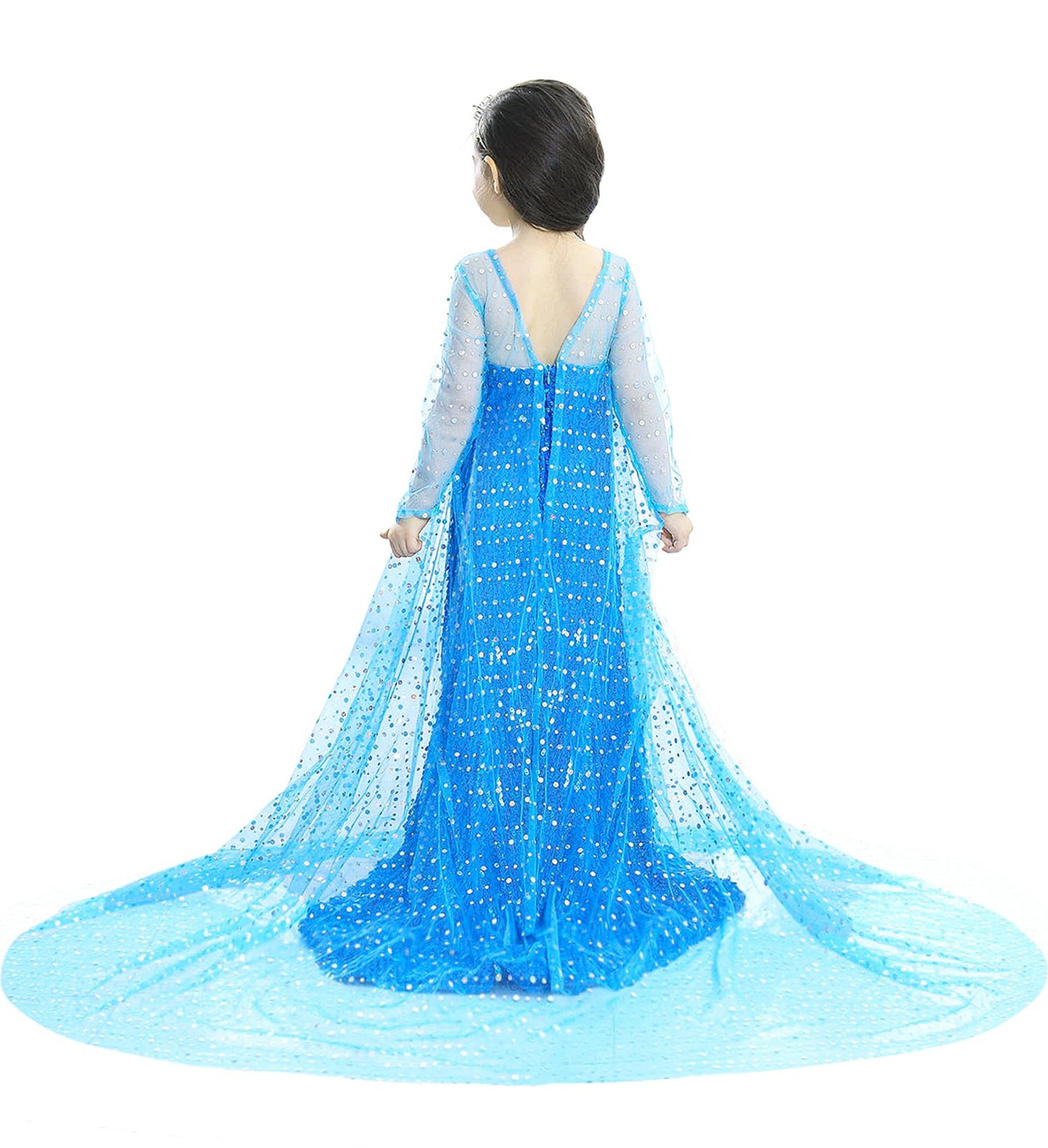 Esvaiy Girls Princess Elsa Dress Costume - Luxury Sequin Halloween Birthday Party Dress Up Kids 3T 4T 5T 6T 7T 8T (3 Years, Blue