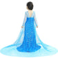 Esvaiy Girls Princess Elsa Dress Costume - Luxury Sequin Halloween Birthday Party Dress Up Kids 3T 4T 5T 6T 7T 8T (4-5 Years, Bl