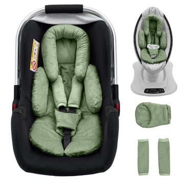 Infant Car Seat Head Support with Extra Shoulder Covers Set, Thickened Carseat Cushion for Baby, Breathable Newborn Carseat Inse
