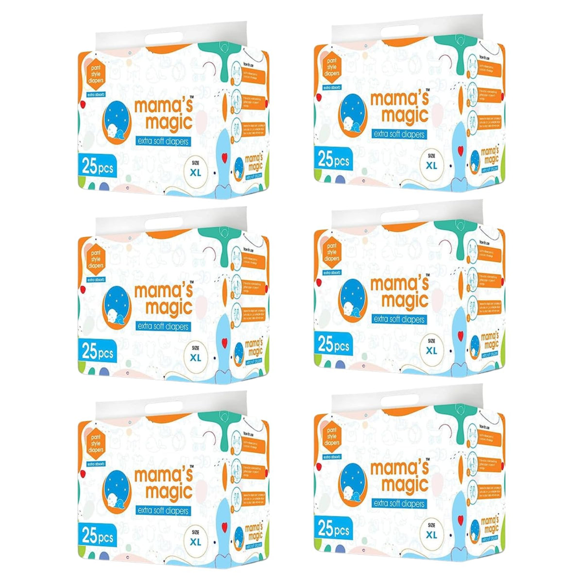 MamaS Magic | Baby Pant Diapers | For Kids & New Born |Extra Soft  All Round Protection | Super Slim Elastic | Anti Bacterial 