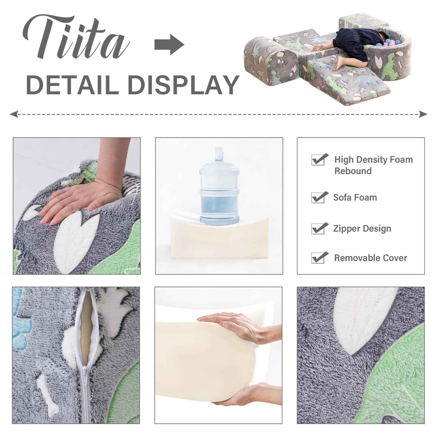 Tiita Baby Climb And Crawl Playset 5-Piece, Kids Foam Climbing Block With Small Ball Pit - Indoor Soft Play Climber For Playtime