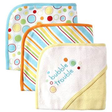 Luvable Friends Unisex Baby Cotton Terry Hooded Towels, Yellow, One Size