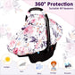 Floral Infant Car Seat Canopy With Peep Windows And Breathable Mesh, Kick-Proof, Soft Stretchy Baby Car Seat Cover For Newborns,