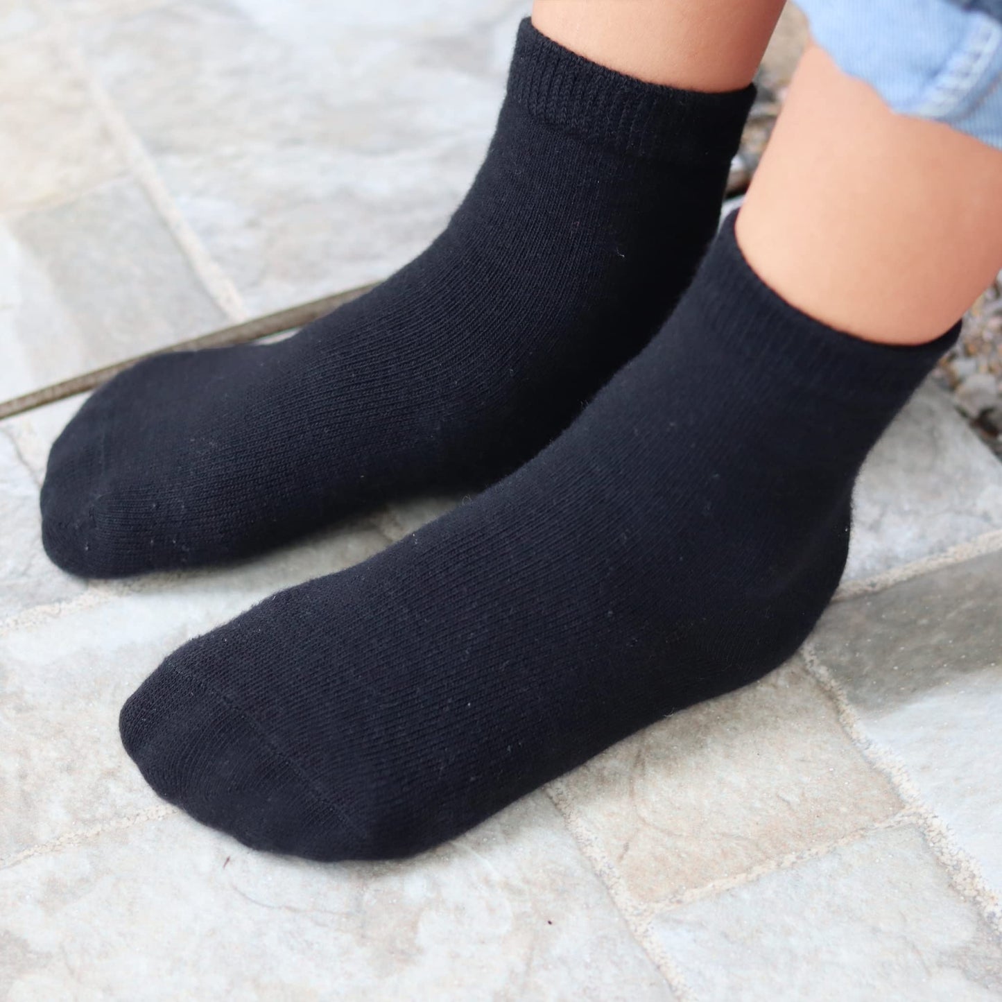 Rative 12-Pack Cotton Crew Socks For Unisex Baby Infant Toddler Kids Boys Girls(3-5T,12-Pairs/Black)