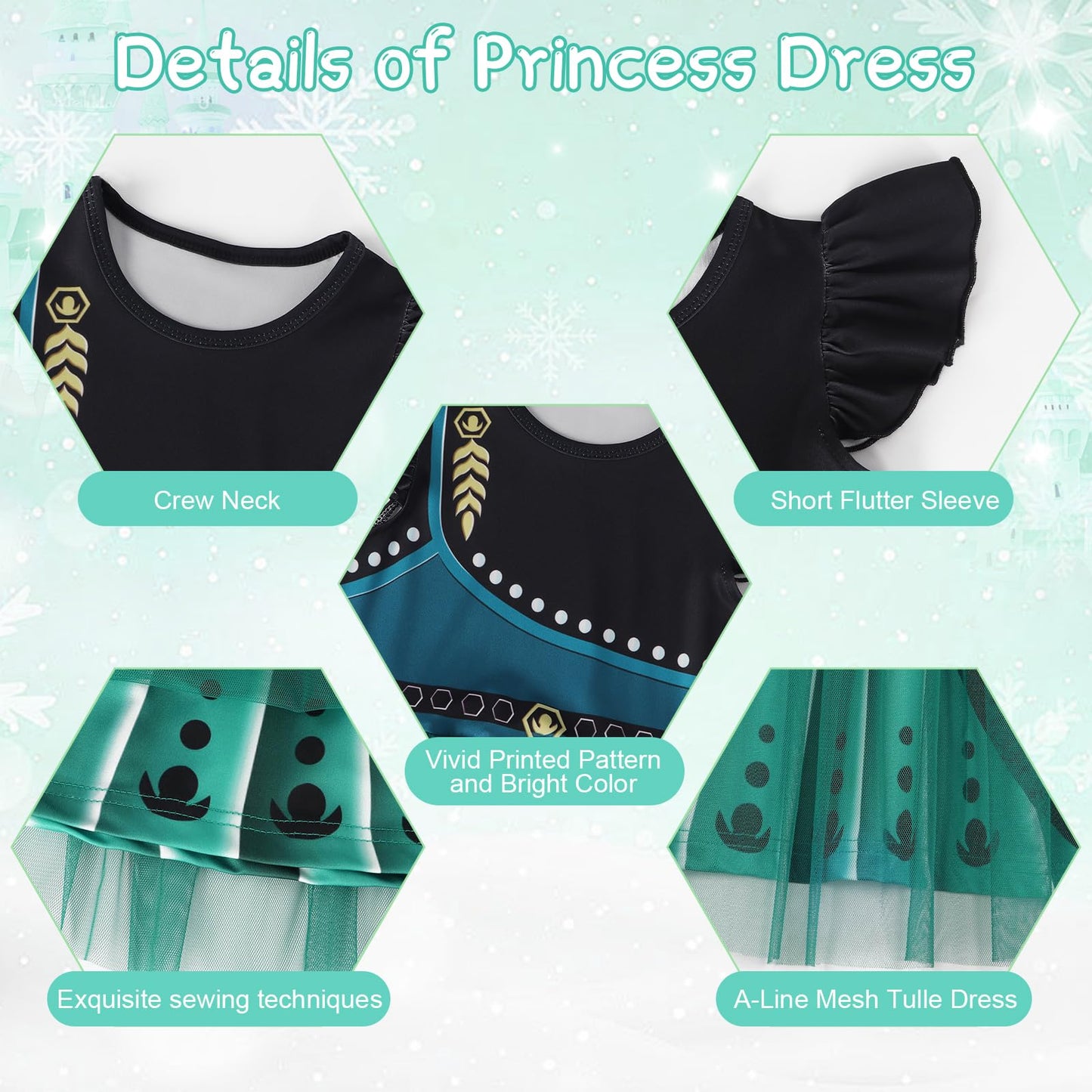 Henzworld Toddler Baby Girls Princess Dress Toddler Kids Costume Dress Up For Girls Halloween Cosplay Theme Party Outfit Short F