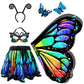 Jackcell Butterfly Wings Costumes for Girls - Double Sided Butterfly Cape Halloween Costume with Fairy Skirt for kids, Fairy Win