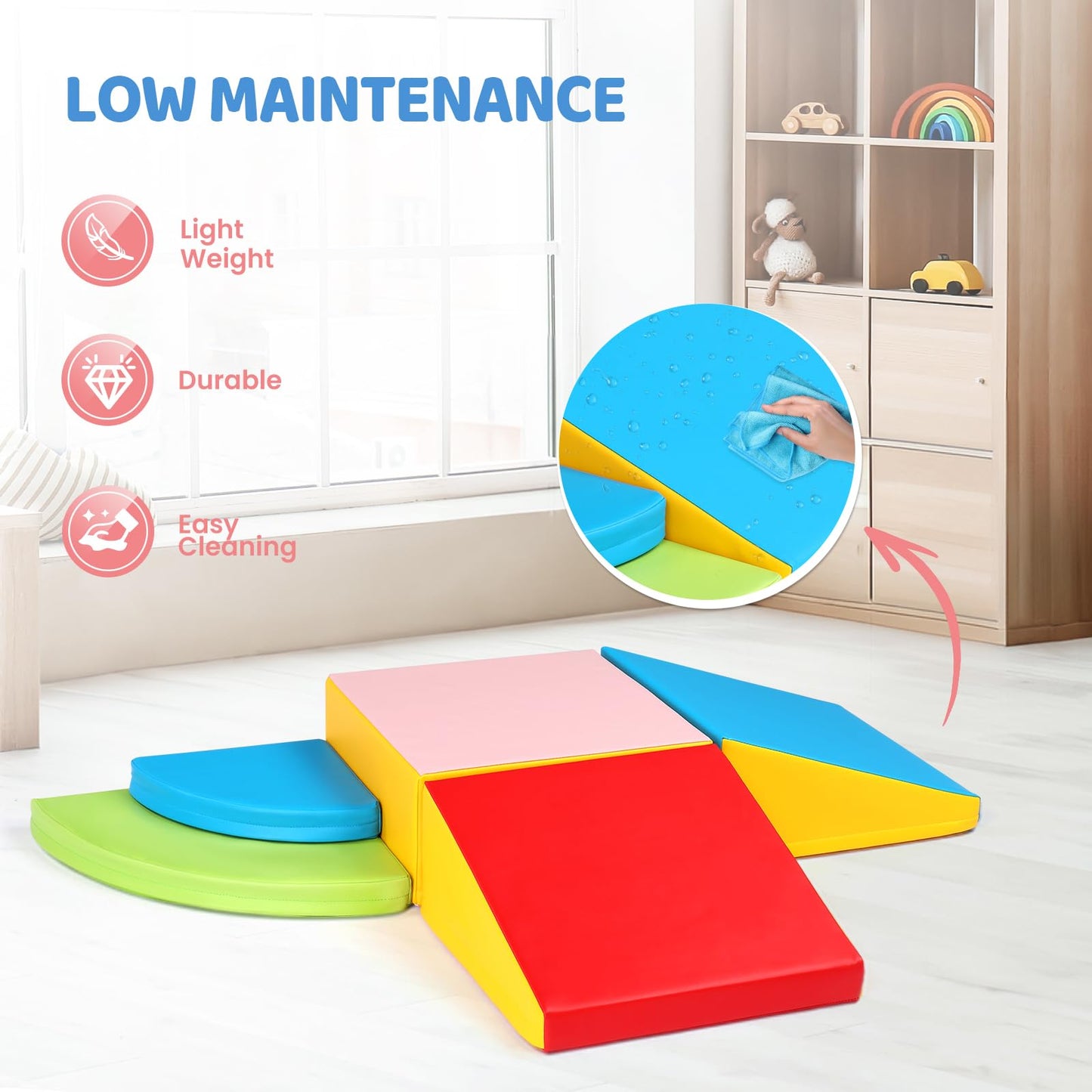 Joymor (Pu Leather Soft Play Foam Climbing Blocks For Toddlers, Baby Climbing Toys For Toddlers 1-3 Inside For Kids' Physical Co