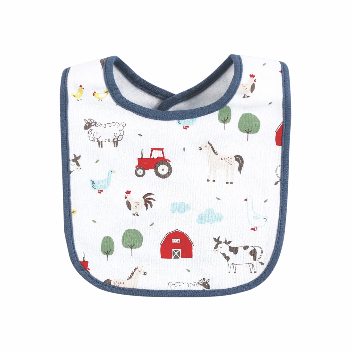 Hudson Baby Unisex Baby Cotton Bibs, Boy Farm Animals, One Size