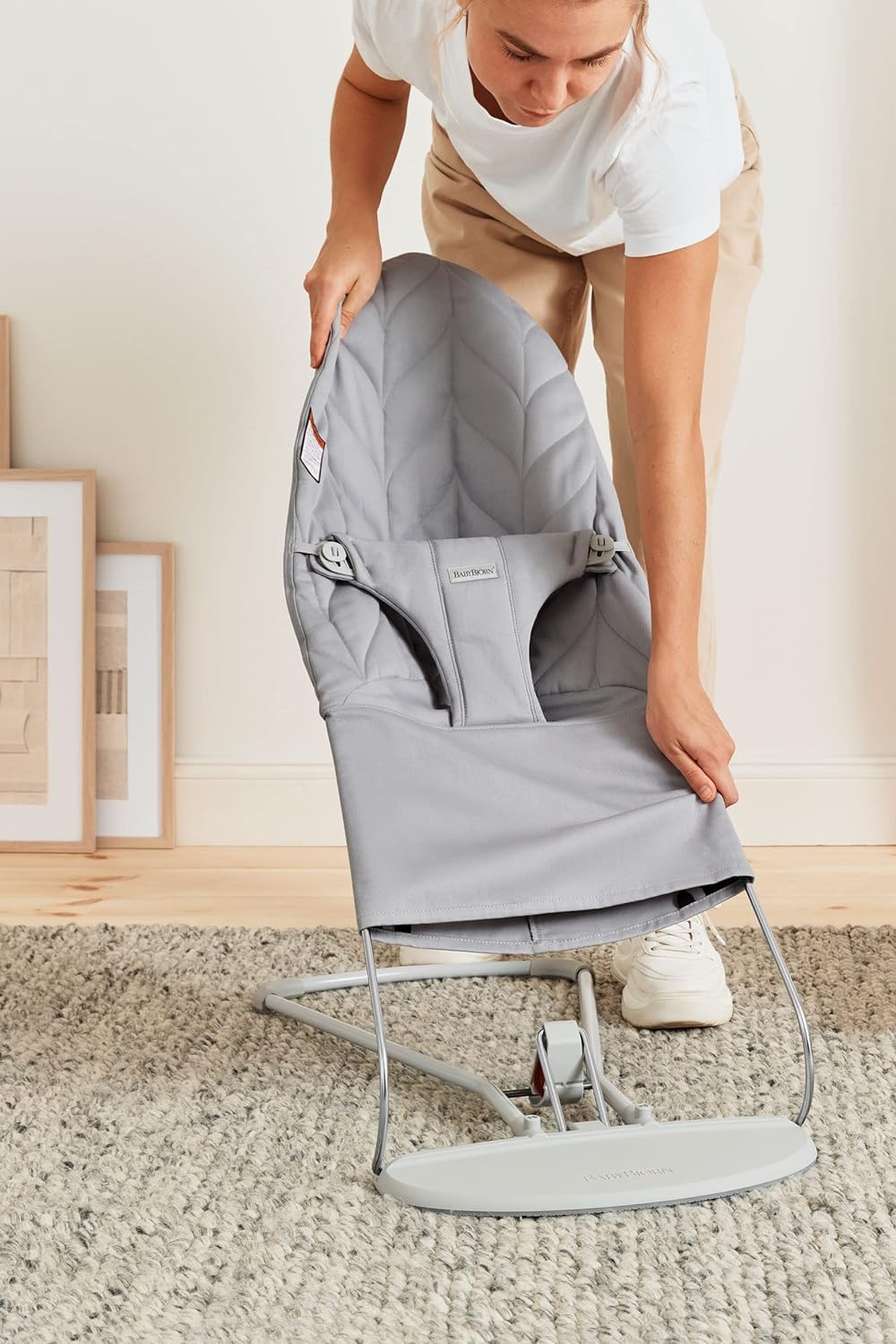 Babybjrn Bouncer Bliss, Light Gray, Woven, Petal Quilt | 2-In-1 Adjustable Baby Bouncer Seat And Toddler Chair, Newborn To Toddl