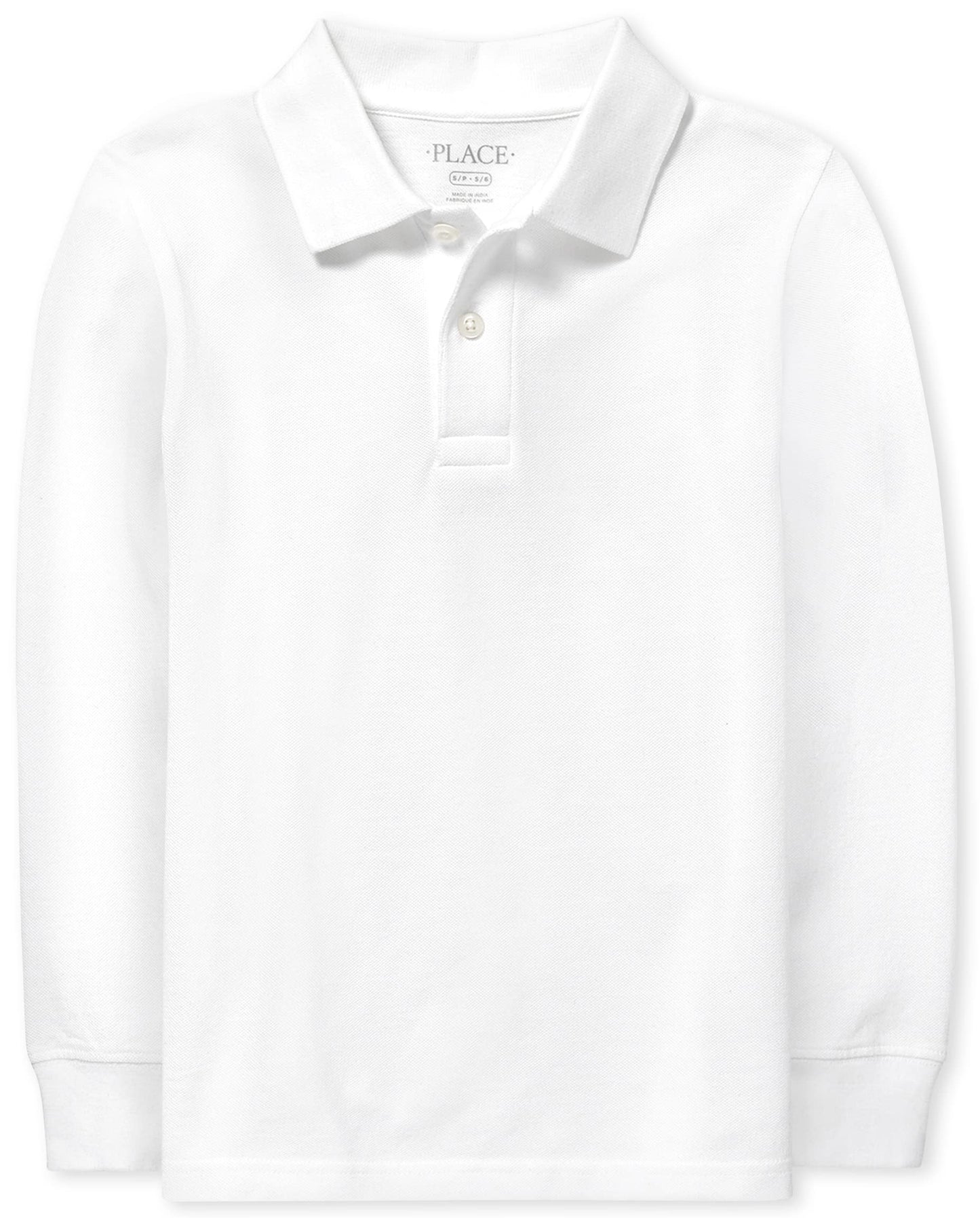 The Childrens Place Baby Boys and Toddler Boys Long Sleeve Pique Polo, White, 6-9 MONTHS