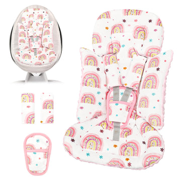 Infant Car Seat Insert with 3 Strap Covers, 3 in 1 Reversible Rainbow Baby Car Seat Head Support for Newborn, Baby Girl Newborn 