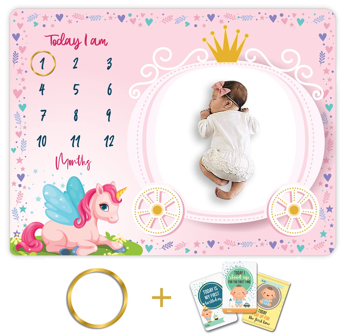 Novo Baby Milestone Blanket And Props For BabyS |1 To 12 Months Prop |Ac Room Blanket For Summer|Newborn| Infants Winter Blanke