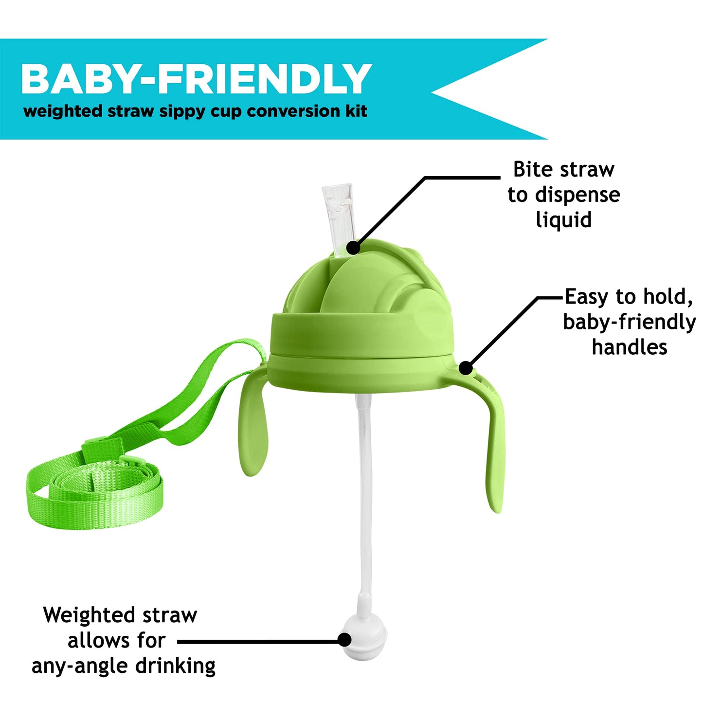Botabee 3-In-1 Weighted Straw Sippy Cup Conversion Kit For Comotomo Baby Bottles | Compatible With Comotomo 5 Ounce & 8 Ounce Bo