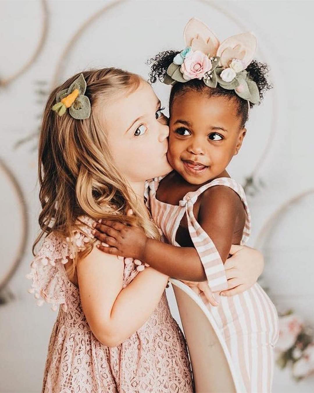 2Bunnies Girl Baby Toddler Vintage Lace Pom Pom Flutter Sleeve Easter Birthday Outfit Dress (Dusty Pink, 2T)