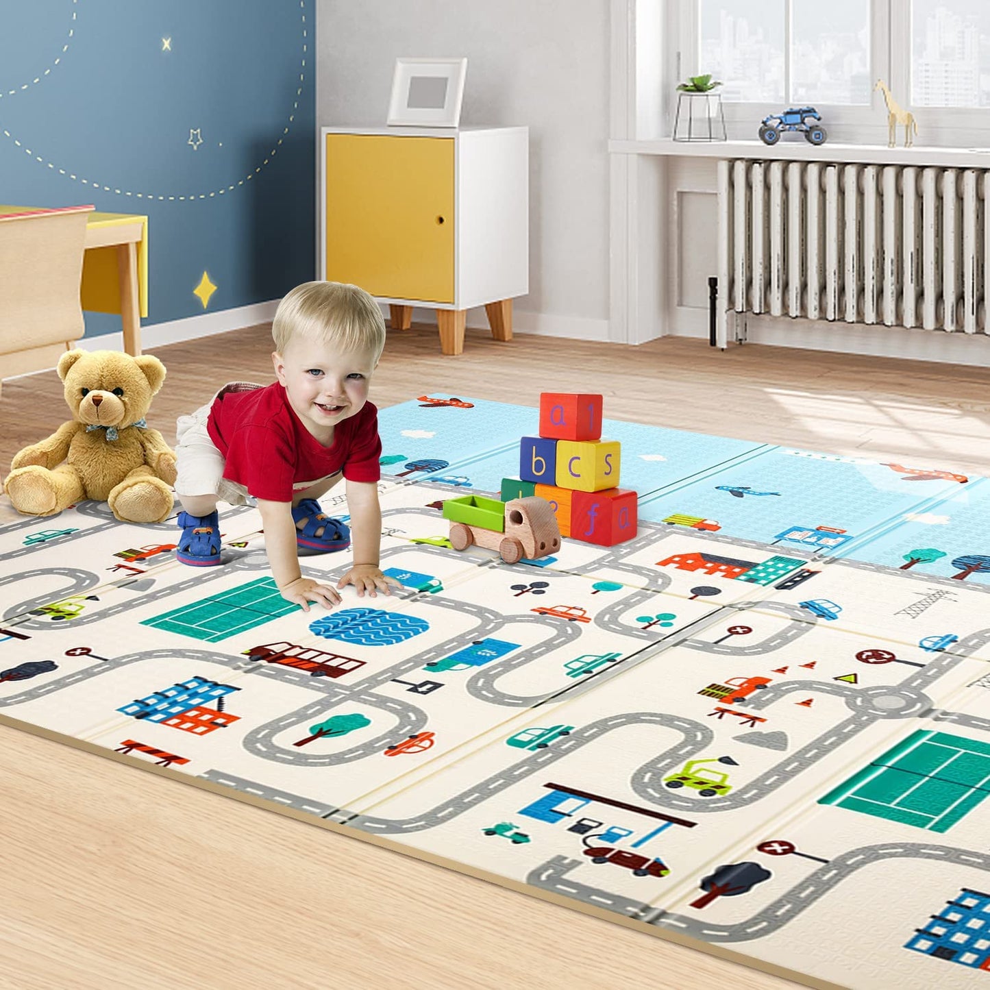 Toyshine Baby Play Mat 196 Cm X 148 Cm Playmat Folding Foam Crawling Playmat Reversible Waterproof Portable Playmat For Babies 