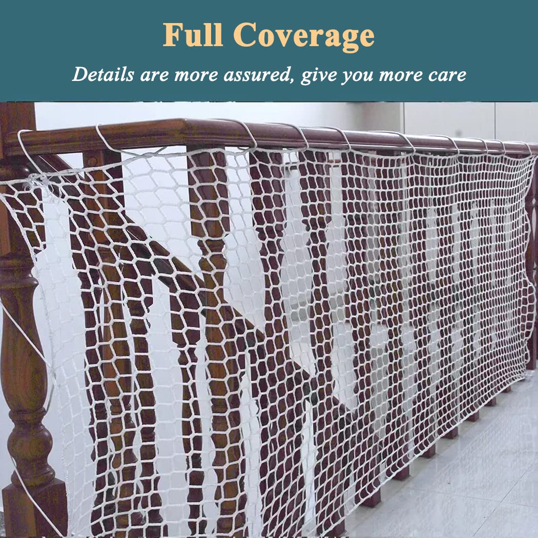 White Safety Rope Net For Kids, Exterior Guardrail Net For Stair Balcony, Knotless Fence Protective Netting, Outdoor Terrace Dec