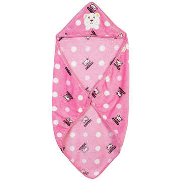 Uber World Baby Newborn (06 Months) Blanket with Cap Pink Sherin & Poly Wool Pack of 1