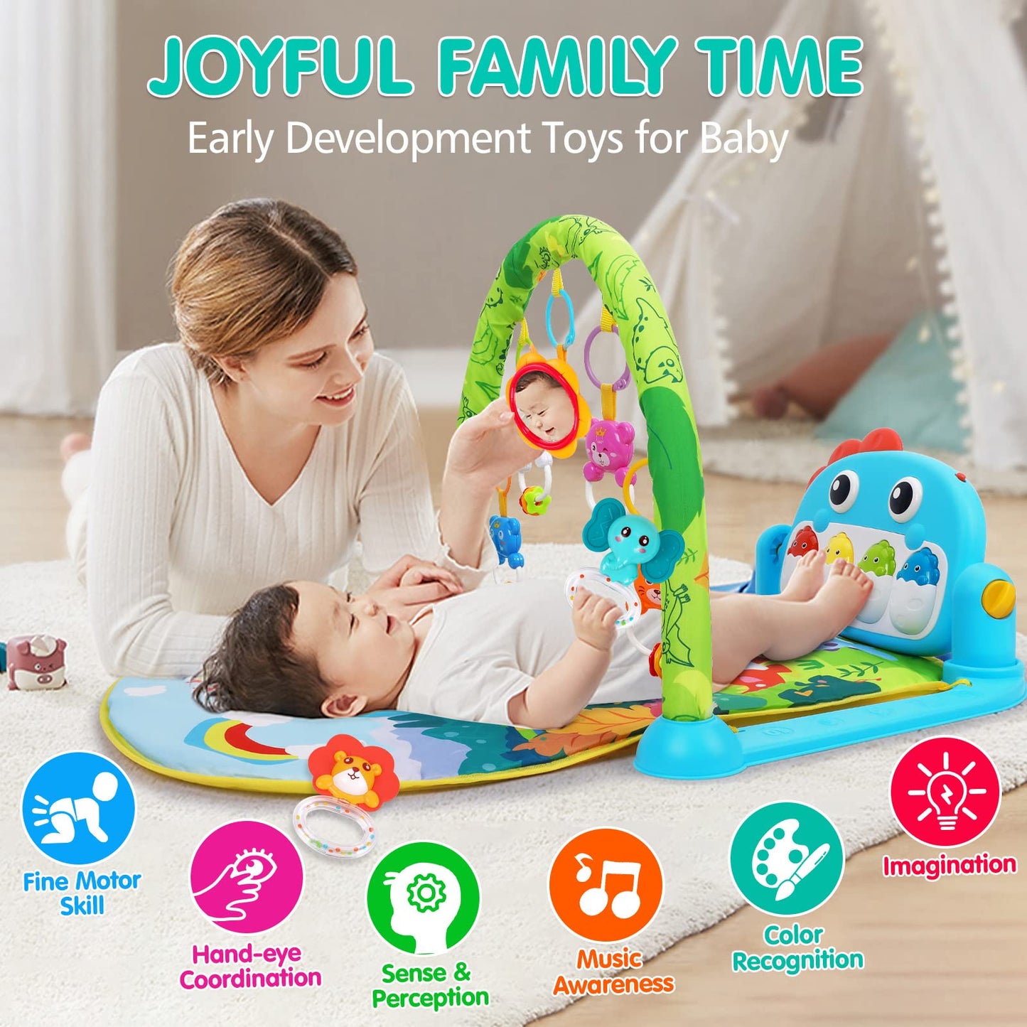 Baby Gym Play Mats Baby Toys Tummy Time Mat Toys Musical Activity Center For Newborn Infant Toys Piano Baby Play Mat Music & Lig