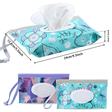 Febsnow 2 Pack Baby Wipe Dispenser, Reusable Portable Wipe Holder, Baby Wipes Container, Travel Baby Wipes, Refillable Wet Wipe