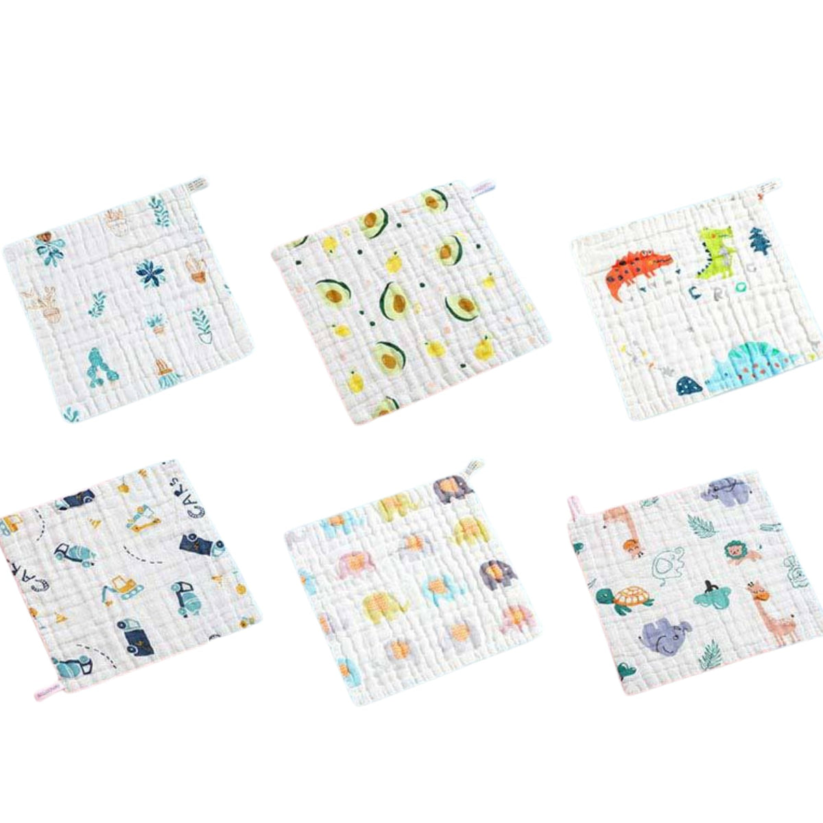 ASJAR Ramita Baby Muslin Cotton Hanky | Lightweight Washcloth for Newborn & Infant Care | Pack of 6 | Multicolor