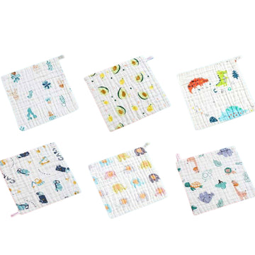 ASJAR Ramita Baby Muslin Cotton Hanky | Lightweight Washcloth for Newborn & Infant Care | Pack of 6 | Multicolor