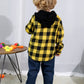 Younger Star Toddler Kidsbaby Boys Hooded Plaid Shirt Classical Shirt Hooded Jacket Fall Winter Clothes (Yellow, 18-24 Months)
