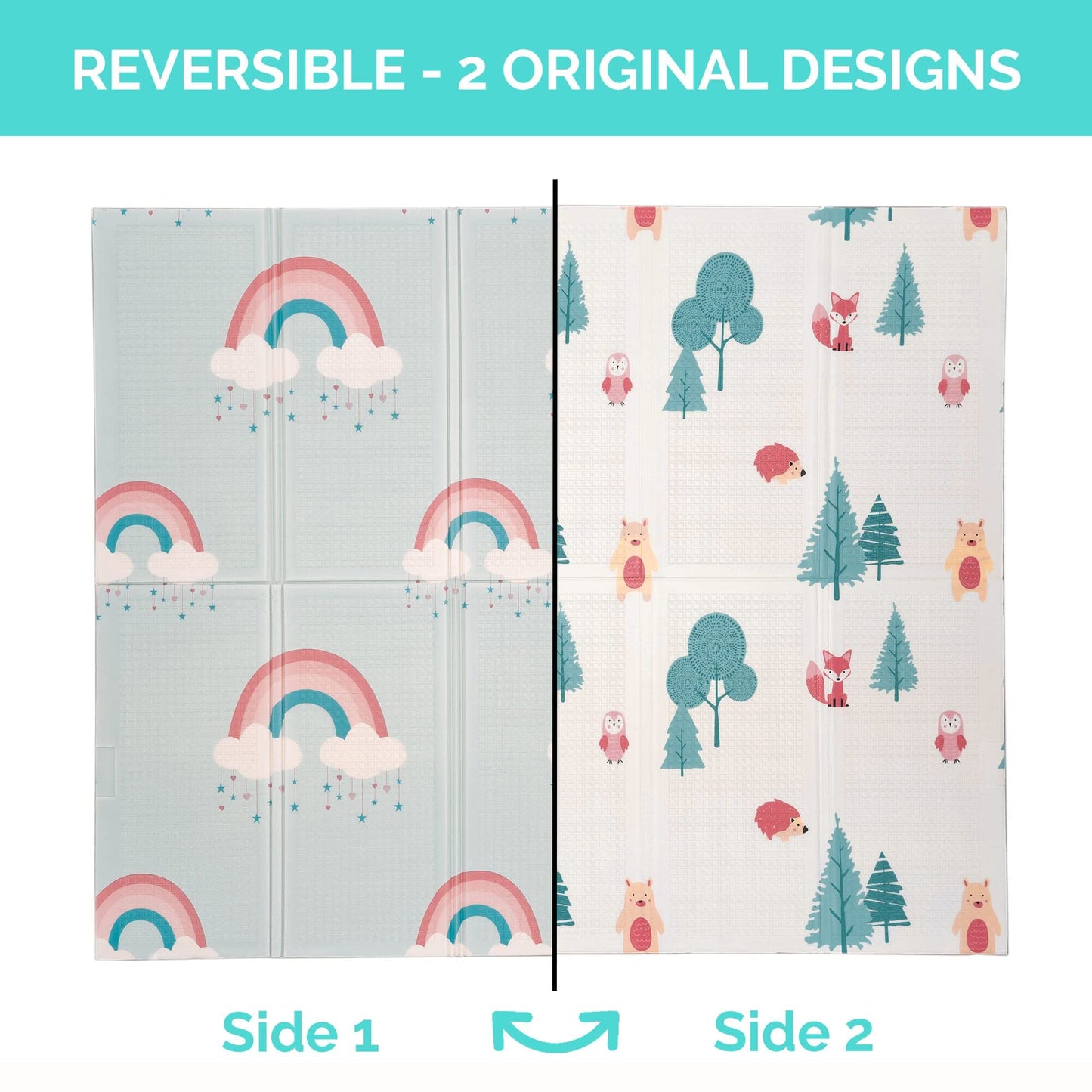 Jumpoff Jo - Large Waterproof Foam Padded Play Mat For Infants, Babies, & Toddlers - Play & Tummy Time, Foldable Activity Mat, 7