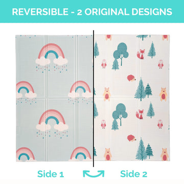 Jumpoff Jo - Large Waterproof Foam Padded Play Mat For Infants, Babies, & Toddlers - Play & Tummy Time, Foldable Activity Mat, 7