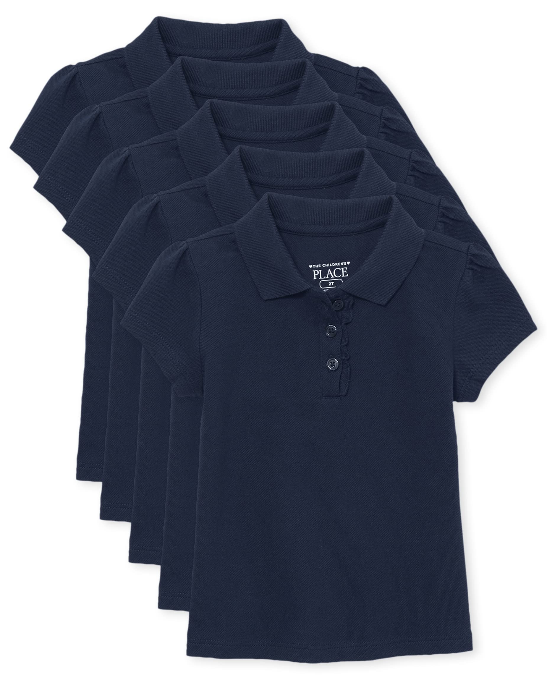 The Children'S Place Baby Girls And Toddler Girls Short Sleeve Ruffle Pique Polo, Tidal, 4T