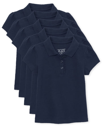 The Children'S Place Baby Girls And Toddler Girls Short Sleeve Ruffle Pique Polo, Tidal, 4T